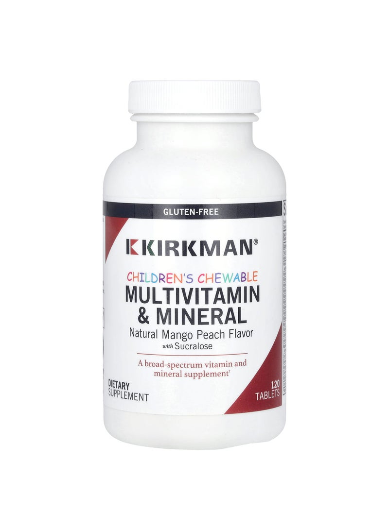 Kirkman Labs Children's Chewable Multivitamin & Mineral, Natural Mango Peach, 120 Tablets