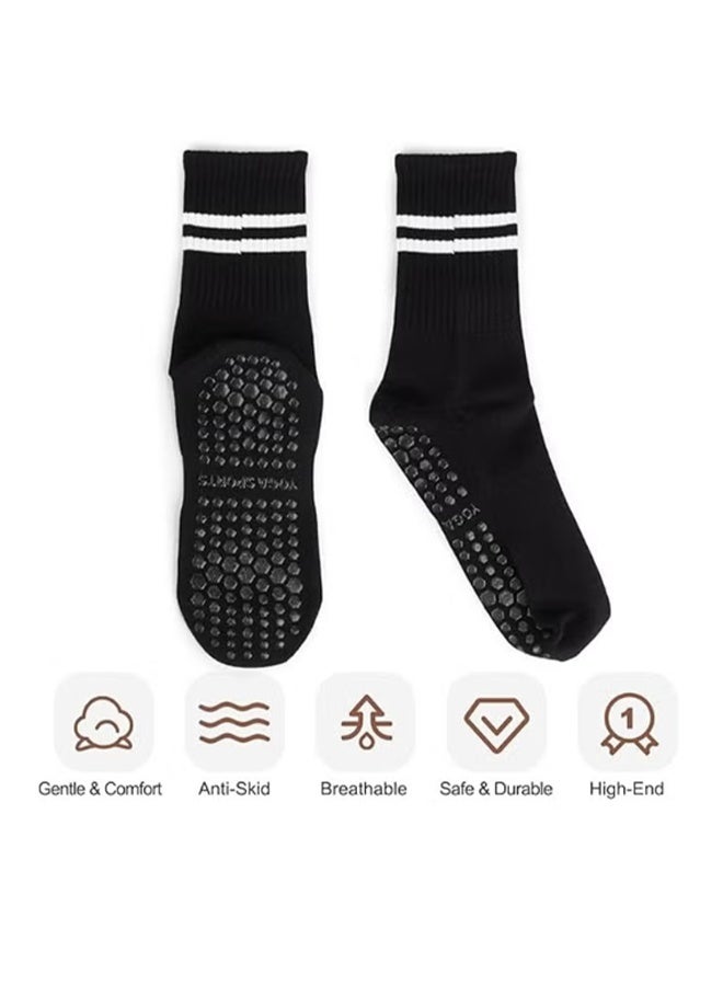 واي جيه ٣ أزواج من جوارب اليوغا للنساء، جوارب غير قابلة للانزلاق، جوارب بيلاتس لليoga، بيلاتس، باليه، رقص، تمارين، مستشفى - Image 2