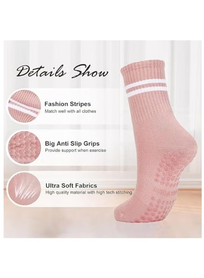 واي جيه ٣ أزواج من جوارب اليوغا للنساء، جوارب غير قابلة للانزلاق، جوارب بيلاتس لليoga، بيلاتس، باليه، رقص، تمارين، مستشفى - Image 3