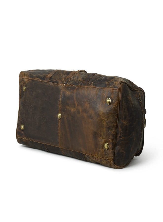 MaheTri The Bolton Flap Hunter Leather Duffel (22") - Dark Brown | Full Grain Leather Weekender Travel Luggage Bag | Large Capacity With Inner & Outer Pockets | Handcrafted by The Craftsmen of Jodhpur - Image 4