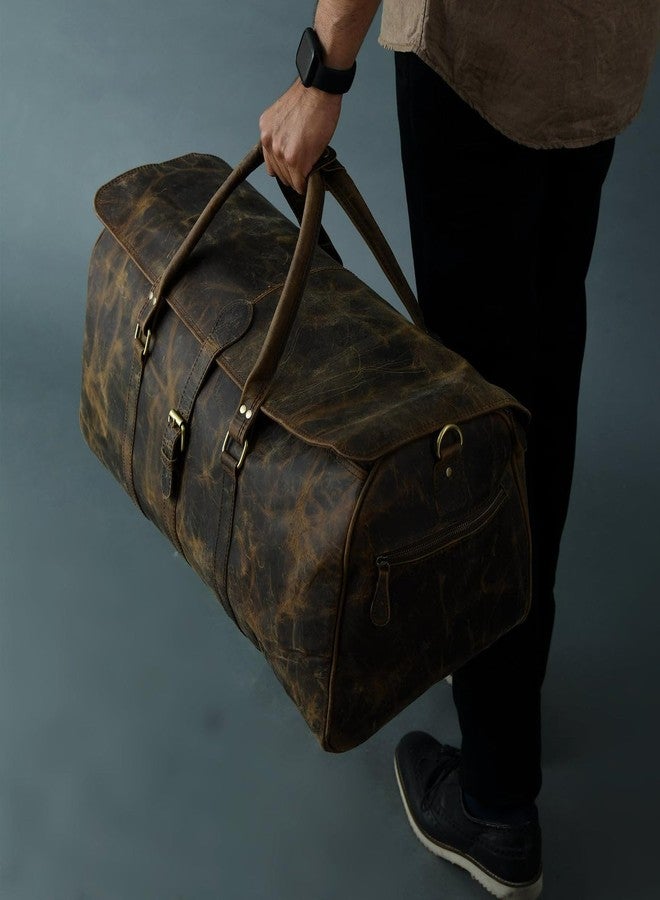 MaheTri The Bolton Flap Hunter Leather Duffel (22") - Dark Brown | Full Grain Leather Weekender Travel Luggage Bag | Large Capacity With Inner & Outer Pockets | Handcrafted by The Craftsmen of Jodhpur - Image 2