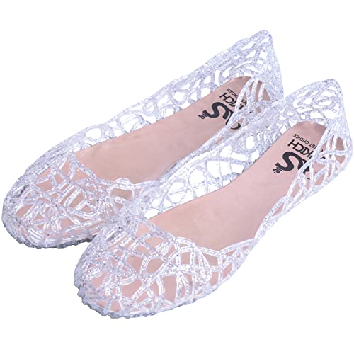 Dear Time Women Flat Heel Slip on Summer Beach Jelly Shoes Silver US 7 - Image 2