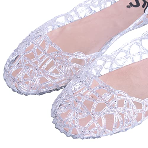 Dear Time Women Flat Heel Slip on Summer Beach Jelly Shoes Silver US 7 - Image 5