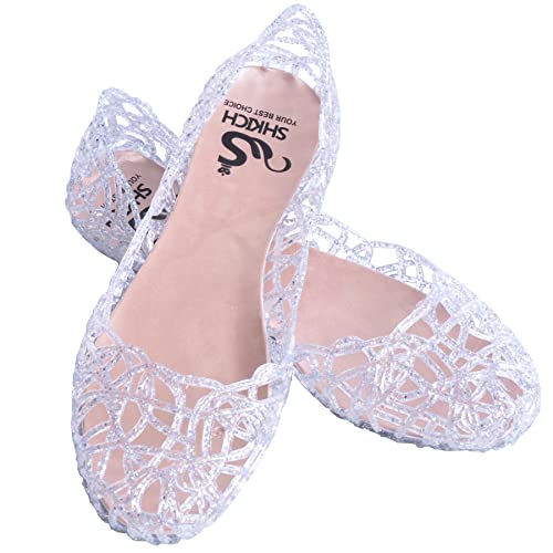 Dear Time Women Flat Heel Slip on Summer Beach Jelly Shoes Silver US 7 - Image 4