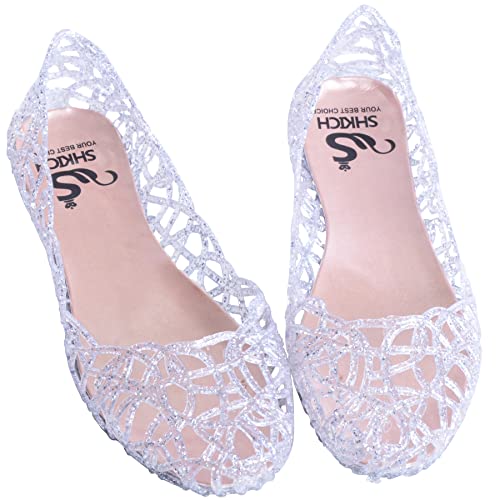 Dear Time Women Flat Heel Slip on Summer Beach Jelly Shoes Silver US 7 - Image 3