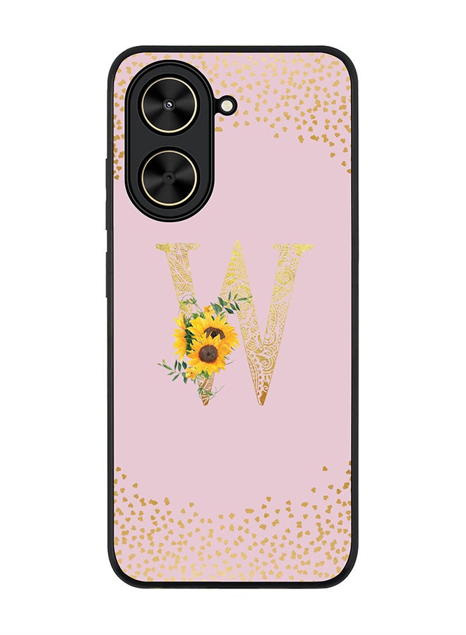 Stylizedd For Xiaomi Poco C71 / Redmi A5 4G Case,Slim fit Camera Protection, Shockproof Thin Phone cover  - Custom Floral Monogram - W  (Pink ) - Image 1