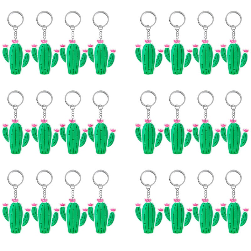 Elecrainbow 24 Pack Cactus Keychain Party Favor for Thanksgiving Baby Shower Birthday Wedding Goodie Bag Stuffers Stocking Stuffer