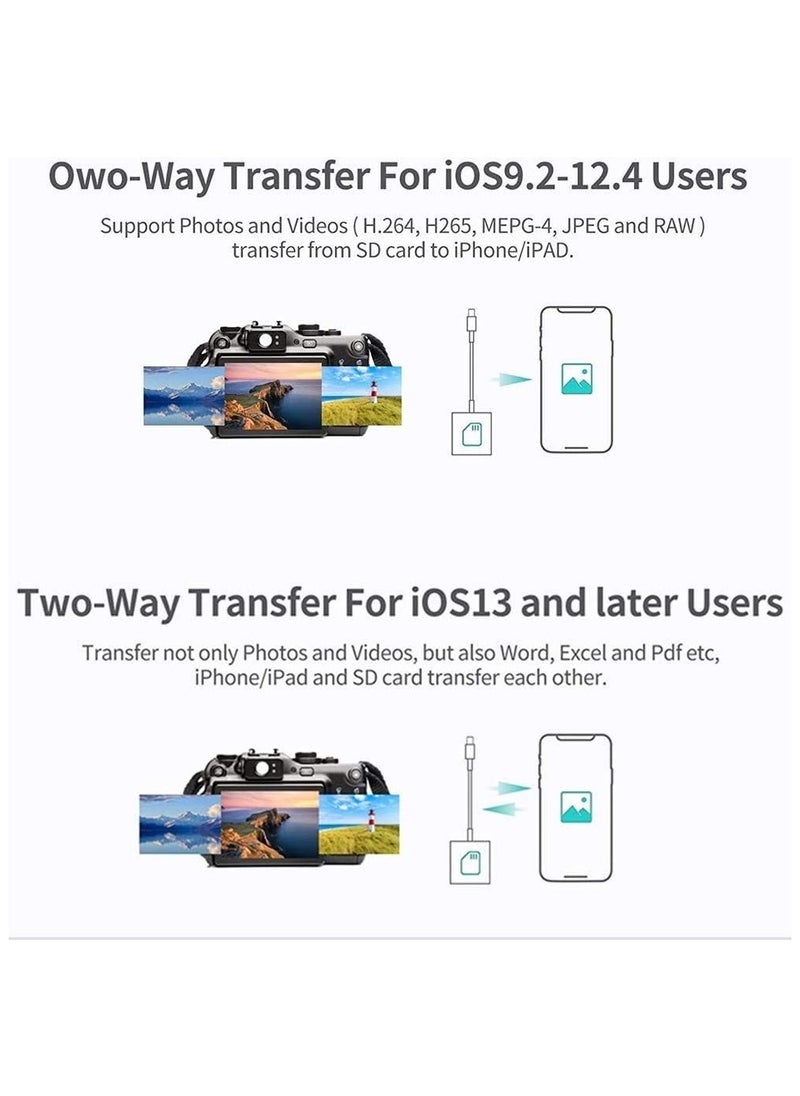 Generic - Lightning to SD Card Reader for iPhone, Apple MFi Certified 2 in 1 Dual Slot Micro SD/TF Memory Card Reader Adapter, Trail Game Camera SD Card Viewer, Quickly Transfer Photos Videos Plug and Play - Image 1