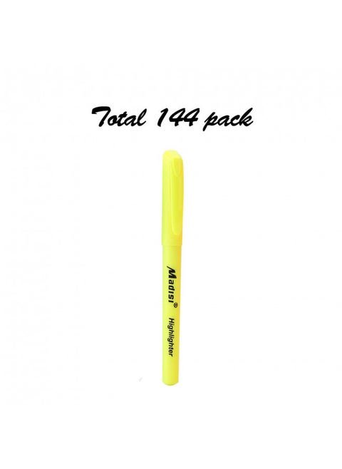 Madisi Highlighters, Chisel Tip, Fluorescent Yellow, Bulk Pack, 144-Count