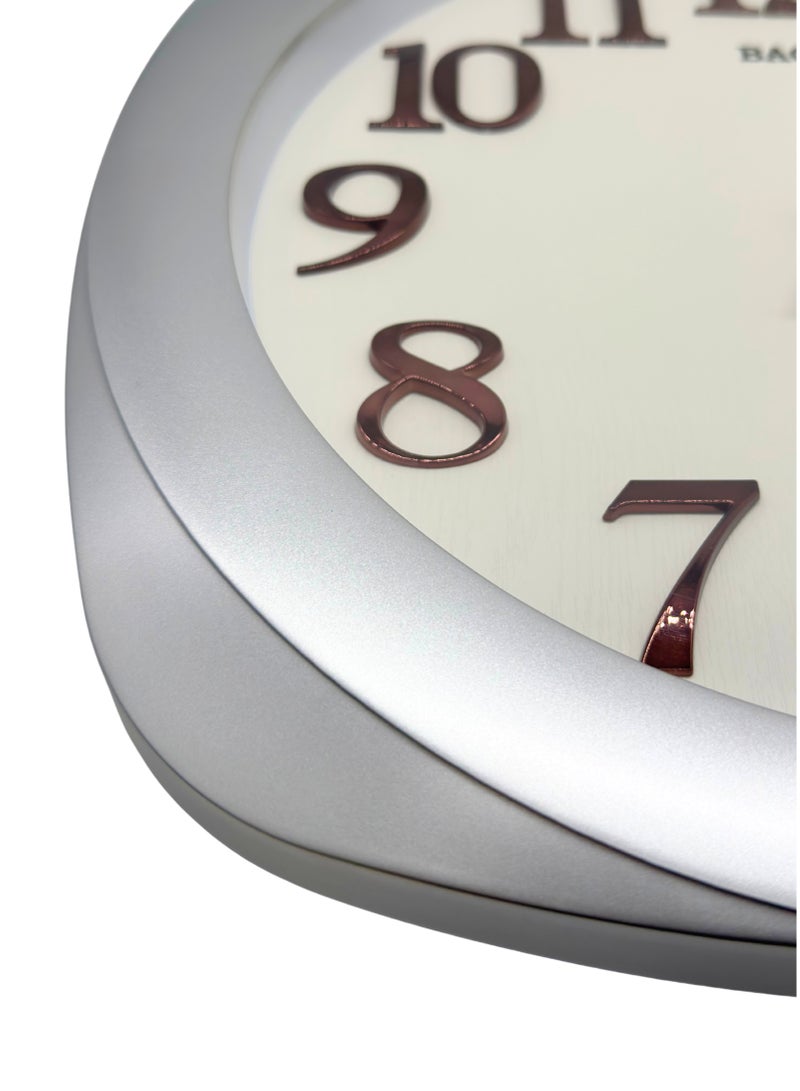 BAOLI Wall Clock Sweep Movement | Non-Ticking Quiet Movement, 3D Numbers | Silver Frame - Image 3