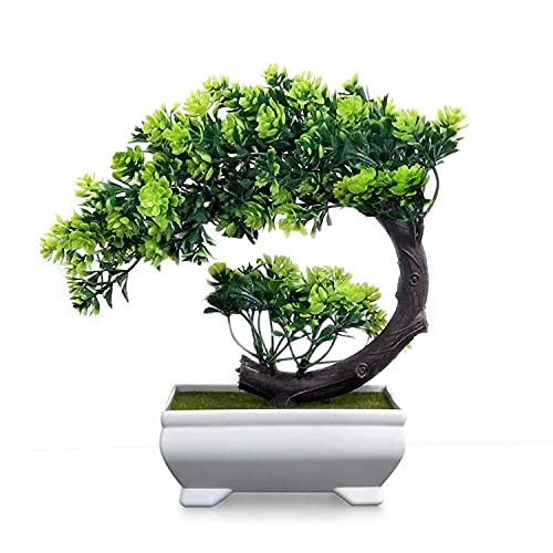 Xtore Small Stylish Decorative and Durable Beautiful Small Plastic Pots for Indoor Plants (White Planter Pot with Green Tree) - Image 1