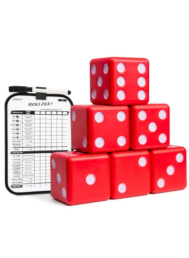 GoSports GoSports Giant 3.5 Inch Red Foam Playing Dice Set with Scoreboard (Includes 6 Dice, Dry-Erase Scoreboard and Carrying Case)  - Image 1