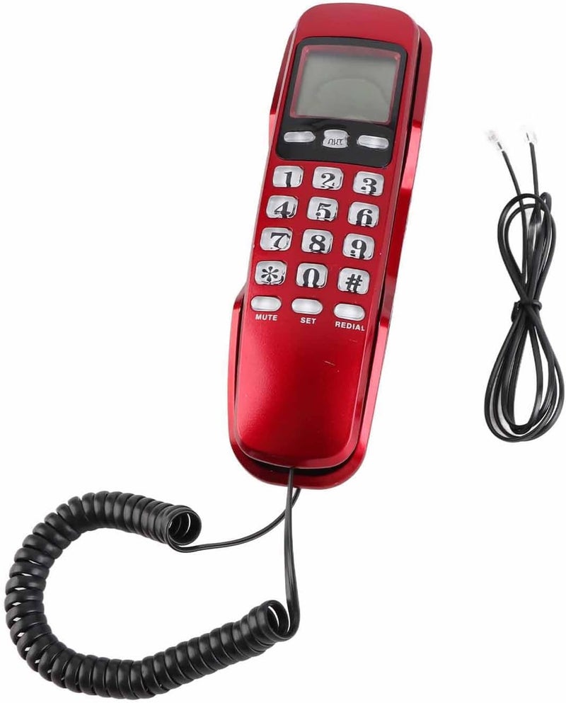 Leded Telephone for The Hotel At Home with Dual Id, LCD Screen and Return Function, Cable Phone with Incoming Memories (Red) - Image 2