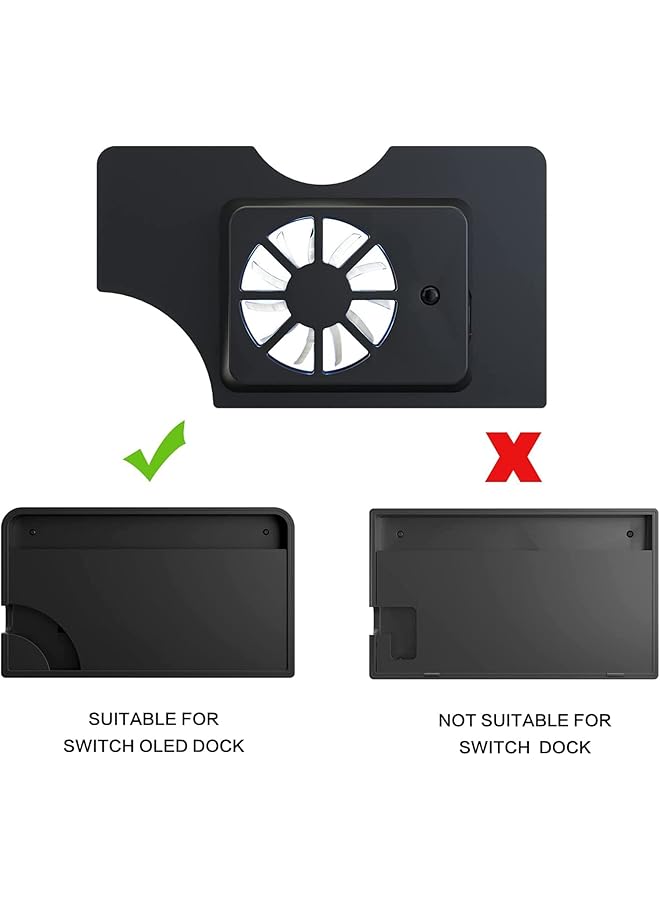 كاست ويف مروحة تبريد لجهاز Nintendo Switch OLED Dock مزودة بضوء أزرق لجهاز Nintendo Switch OLED ملحقات جهاز Nintendo Switch OLED (أسود) - Image 3