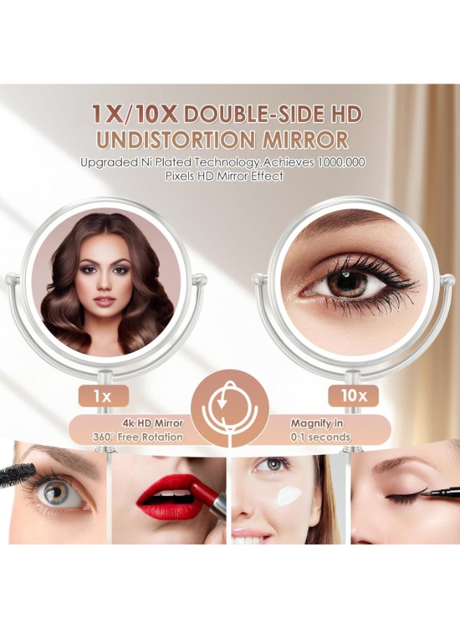 VESAUR 11 Large and 17 Tall Lighted Makeup Mirror Double Sided 1X 10X Magnifying 3 Colors with Lights Brightness Adjustable 360 Rotation Cosmetic Light up Mirror Luxury Nickel - Image 4