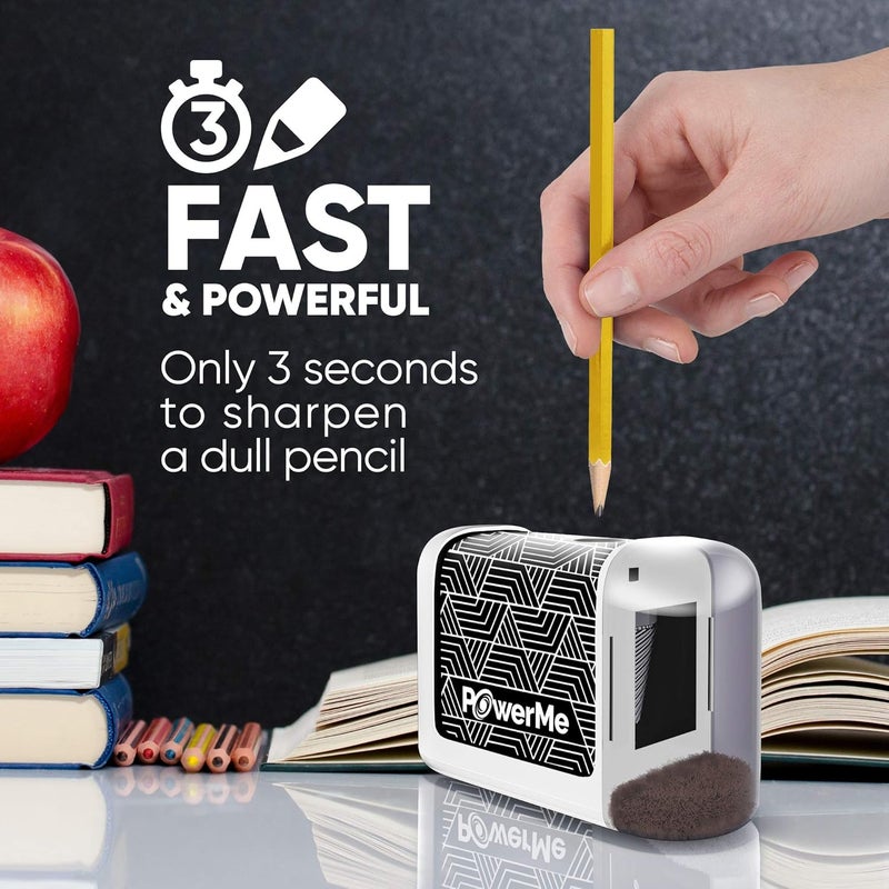 PowerMe مبراة أقلام كهربائية تعمل بالبطارية للأطفال، المدرسة، المنزل، المكتب - لأقلام رقم 2 والأقلام الملونة - Image 4