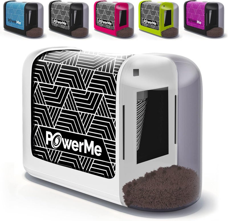 PowerMe مبراة أقلام كهربائية تعمل بالبطارية للأطفال، المدرسة، المنزل، المكتب - لأقلام رقم 2 والأقلام الملونة - Image 1