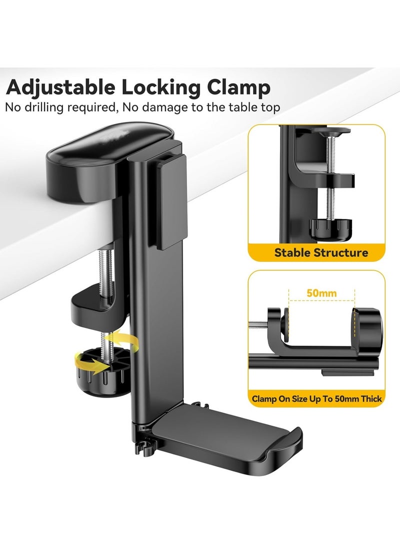 Generic 4 in 1 Desk Cup Holder - Clamp on Under Desk Headphone Hanger - Rotating Headphone Holder Detachable Pen Cup Holder Desktop Storage for Cup, Phone and Pen(Black)  - Image 5