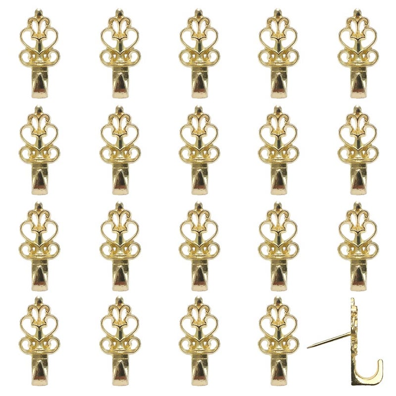 Rddconkit Push Pin Hangers20 Pcs Zinc Alloy Pin Hooks Picture Hanging Nails for Home Office Fabric Wall Wooden Gold