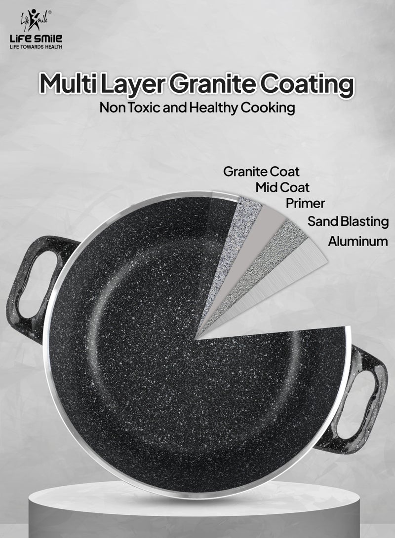 Life Smile 10pcs Nonstick Granite Cookware Set – Premium Non Stick Cookwares & Kitchen Cooking Pots | Induction Bottom Soup Pots (20/24/28/32cm) + 28cm Shallow Pot | Casseroles, PFOA-Free & Oven Safe Cookware Set - Image 4