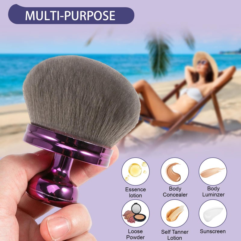 UNIMEIX 3 Inch Sunscreen Brush with Drawstring Bag for Face Kabuki Sunscreen Applicator Self Tanner Brush Body Makeup Coverage Perfector for Liquid Foundation Powder Cream (Violet) - Image 5