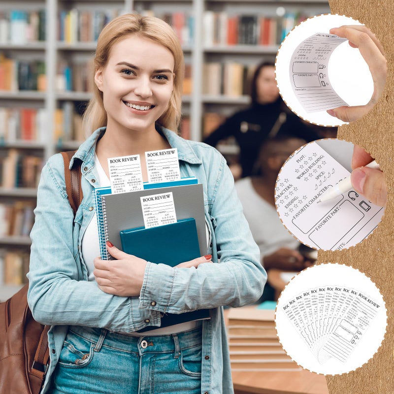 Faccito 240 Pcs Colorful Book Review Bookmarks 100th Day of School Reading Log Page Markers for Book Lovers Bookish Gift Back to School Reading Page Tracker for Students Women(Simple,White) - Image 5