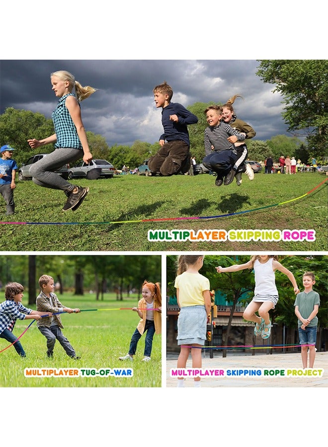 meayul 5M Jump Rope for Kids, skipping rope, jumping rope, Adjustable Groups Rope Skipping with Wooden Handle, Multiplayer Rainbow Jumping Rope for Outdoor Fun, School Sport, Party Game - Image 5