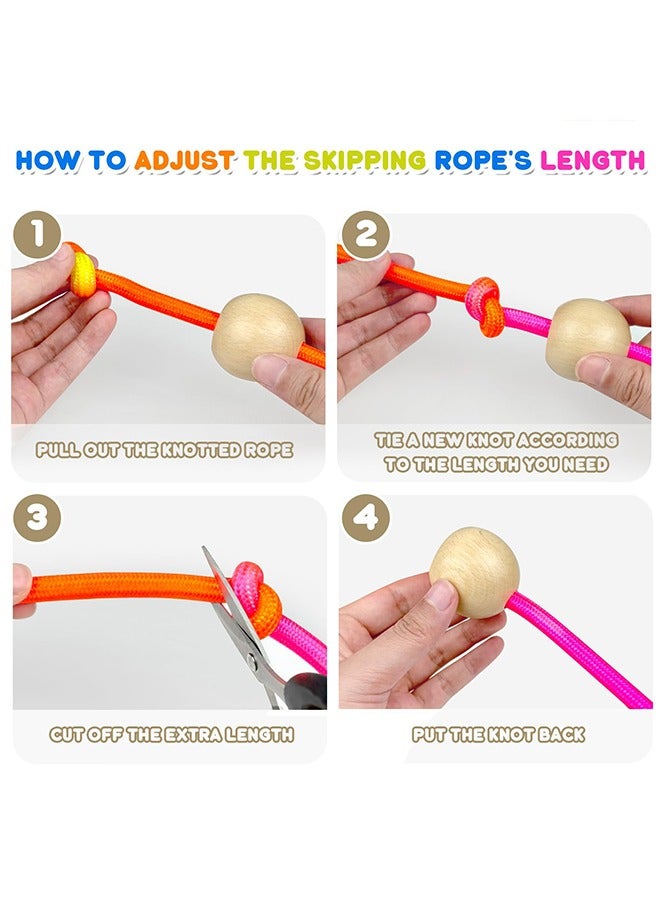 meayul 5M Jump Rope for Kids, skipping rope, jumping rope, Adjustable Groups Rope Skipping with Wooden Handle, Multiplayer Rainbow Jumping Rope for Outdoor Fun, School Sport, Party Game - Image 4