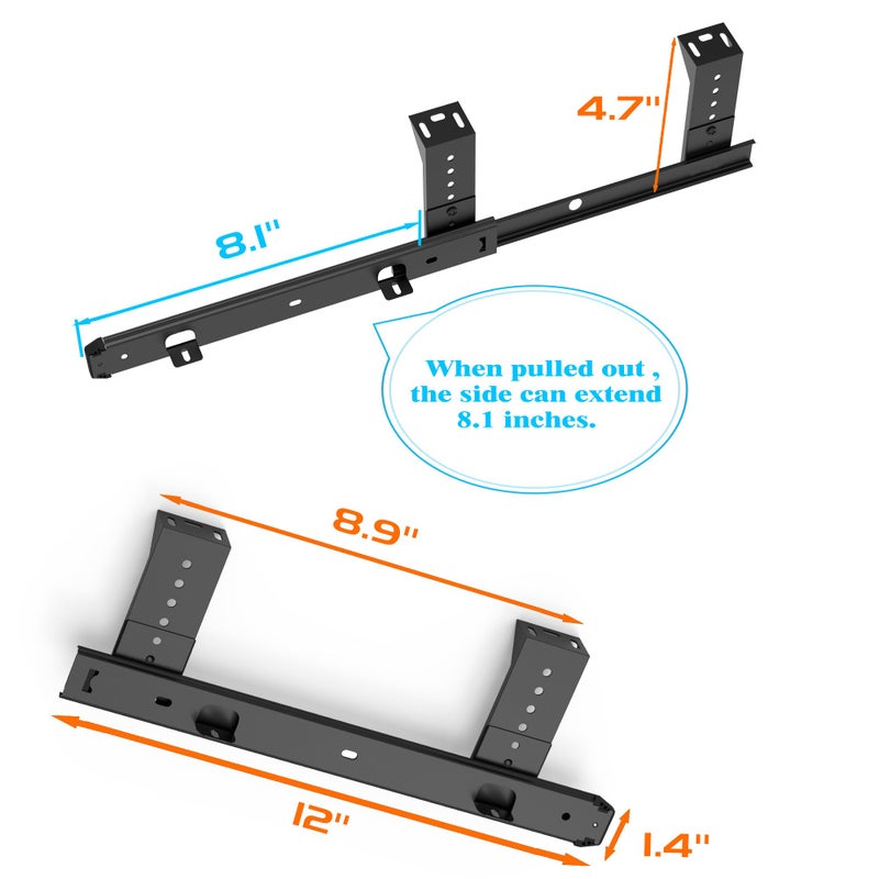 Frmsaet Sliding Keyboard Drawer Tray Hardware 12/14/16/18 Inches Slides Heavy Duty Metal Slides Keyboard Slides Mounting Accessories/Ideal For Under Desk Kitchen Cabinet Drawer (12 Inches Black) - Image 4
