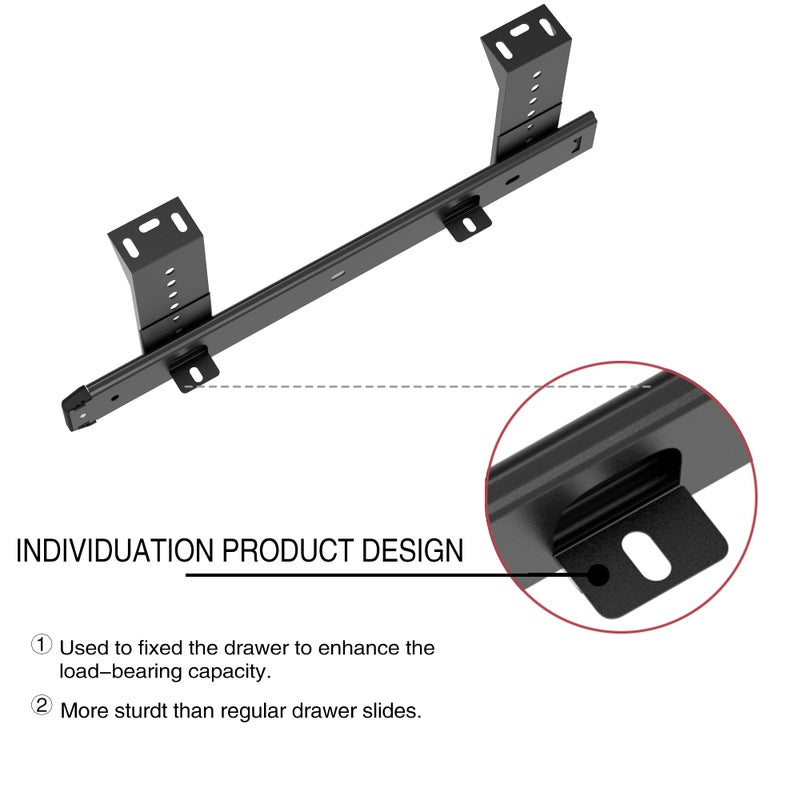 Frmsaet Sliding Keyboard Drawer Tray Hardware 12/14/16/18 Inches Slides Heavy Duty Metal Slides Keyboard Slides Mounting Accessories/Ideal For Under Desk Kitchen Cabinet Drawer (12 Inches Black) - Image 2