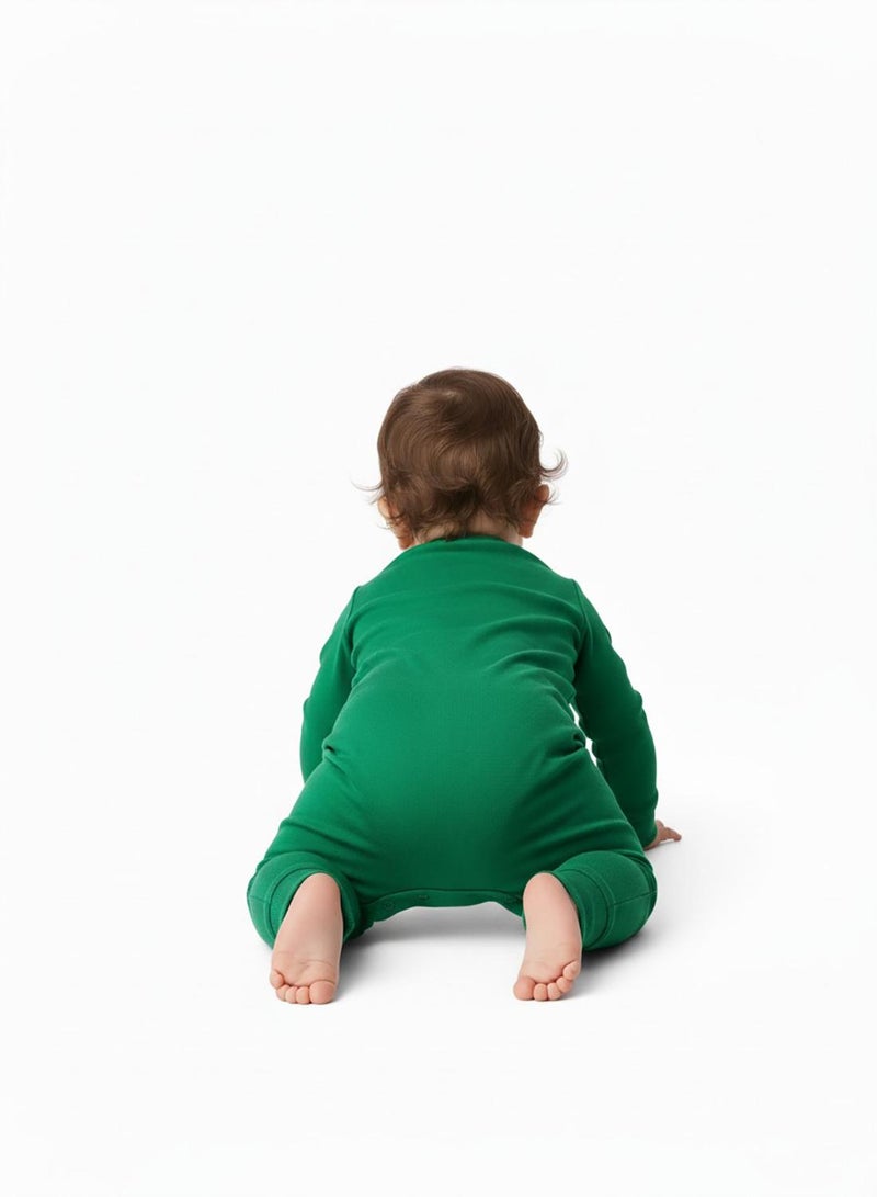 babyqlo Reindeer Merry Christmas Green Baby Romper - Image 3