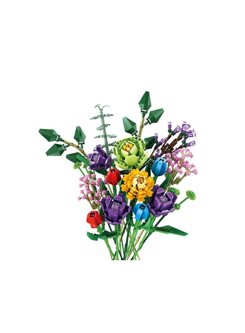 1-Set New 999 Blocks Flower Series Decoration Building,Rose Sunflower Bouquet Bricks Assembly Toys Holiday Gift for Home Ornaments,Flower Type Rose - Image 5