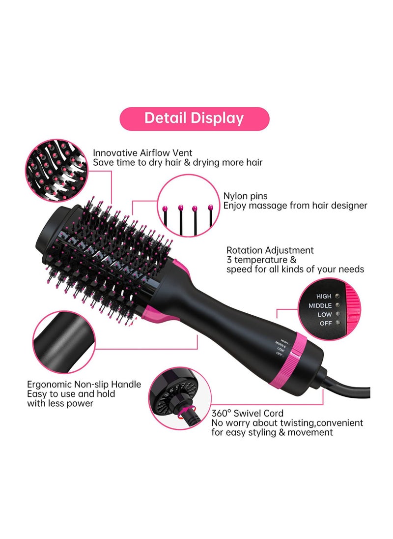 Generic Hair Dryer Brush One-Step Blow Dryer Brush for Styling and Frizz Control Negative Ionic Hot Air Brush Volumizer Ceramic 4 in 1 Hair Dryer and Styler Volumizer with Negative Ion  - Image 5