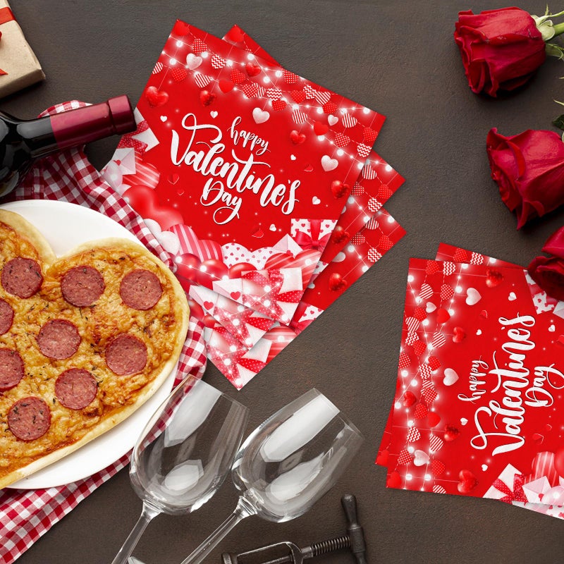 Lecheme 100-Count Happy Valentineâ€™s Day Napkins Disposable Valentine Napkins Red Heart Valentine Cocktail Napkins for Guests Dinner Lunch Decoration Napkins Valentines Day Party Supplies - Image 5