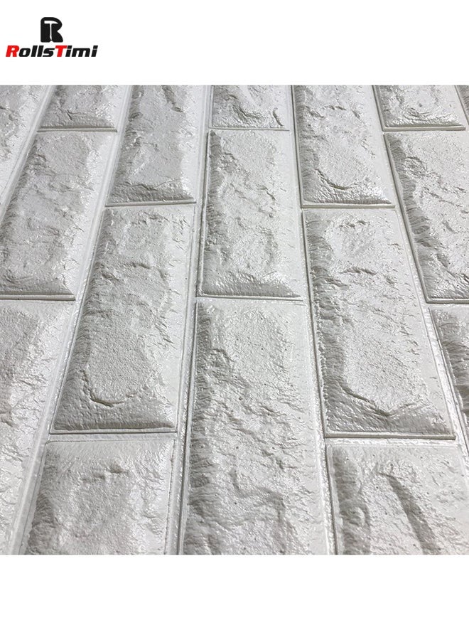 RollsTimi  10-Piece Foam 3D Waterproof Brick Wall Stickers White 70x77cm - Image 3