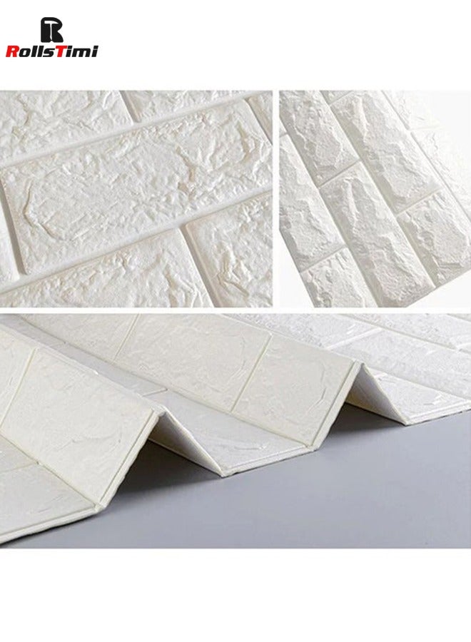 RollsTimi  10-Piece Foam 3D Waterproof Brick Wall Stickers White 70x77cm - Image 4