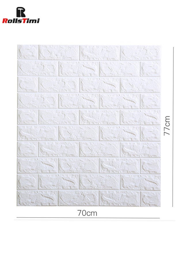 RollsTimi  10-Piece Foam 3D Waterproof Brick Wall Stickers White 70x77cm - Image 5