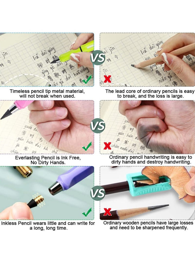 Generic - 8 Pcs Inkless Pencils - Everlasting Metal Pencils with Unlimited Writing, Smooth Graphite Nibs & Erasers for Kids, Adults, Home, Office, and School Supplies. - Image 1