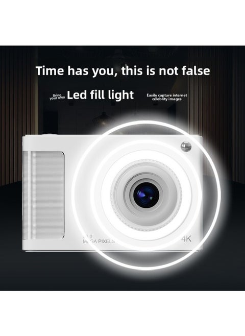 Student Camera Retro CCD Card Machine Entry-level SLR Camera 4K High Pixel Dual Camera Fill Light-Body Color:Y2 Retro CCD Card Camera-Silver-no Memory Card
