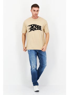 Men Oversized Crew Neck Short Sleeve Brand Logo T-Shirt, Beige - pzsku/Z890DE7D1152126E3DDD9Z/45/_/1729779405/0407ff9d-6852-4e7b-915b-af0fe95af577