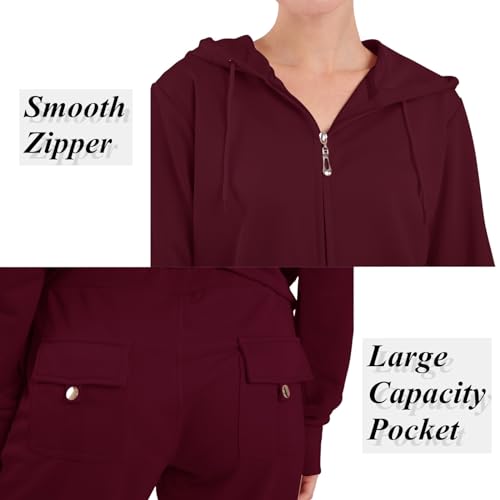 LeeHanTon Tracksuit Sets for Women 2 Piece Lightweight Sweatsuit Casual Zip Up Hoodie and Sweatpant Jogging Suit Set - Image 5
