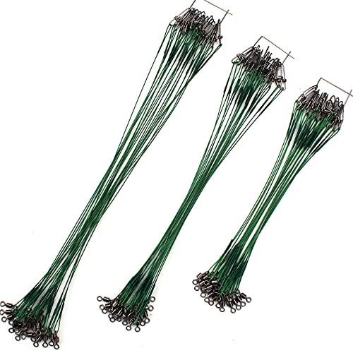 Scotank Fishing Leaders, Fishing Tackle, Fish Line, Stainless Steel Wire, Fish Gear Kit, with Swivels Snap Connect, for Lures Bait Rig Or Hooks Green (3 Size Test 40 Lb) - Image 1