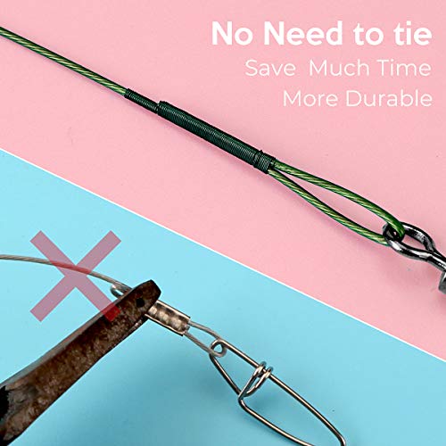 Scotank Fishing Leaders, Fishing Tackle, Fish Line, Stainless Steel Wire, Fish Gear Kit, with Swivels Snap Connect, for Lures Bait Rig Or Hooks Green (3 Size Test 40 Lb) - Image 5