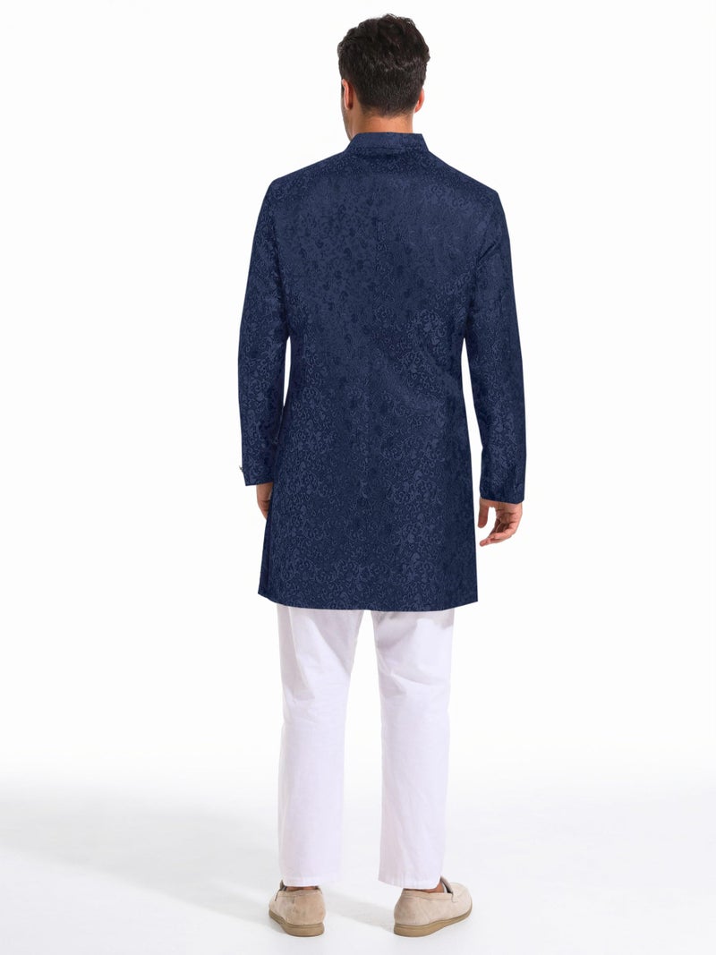 Runcati Mens Kurta Sherwani Coats Kaftan Indian Ethnic Royal Suits Mandarin Collar Wedding Festive Party Blazer - Image 3