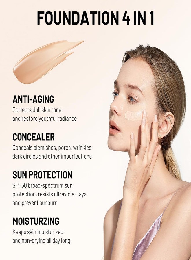 Hilareco PHOERA Color Changing Foundation,Color Matching 4 in 1 Foundation Makeup with Hypoallergenic, Natural Finish,Long wearing,Full Coverage,Waterproof, Moisturizing,Lightweight for All Skin Types (Medium) - Image 2