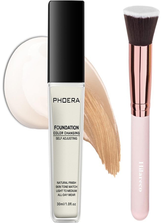 Hilareco PHOERA Color Changing Foundation,Color Matching 4 in 1 Foundation Makeup with Hypoallergenic, Natural Finish,Long wearing,Full Coverage,Waterproof, Moisturizing,Lightweight for All Skin Types (Medium) - Image 1