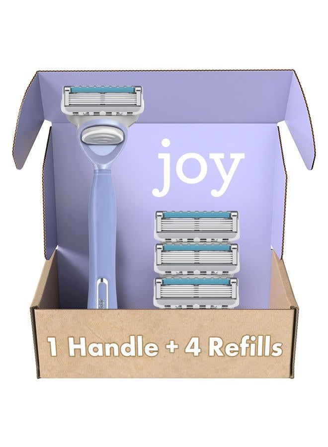 Moreinday joy Razors for Women, 1 Handle, 4 Razor Blade Refills, Lavender, Lubrastrip to Help Avoid Skin Irritation - Image 1