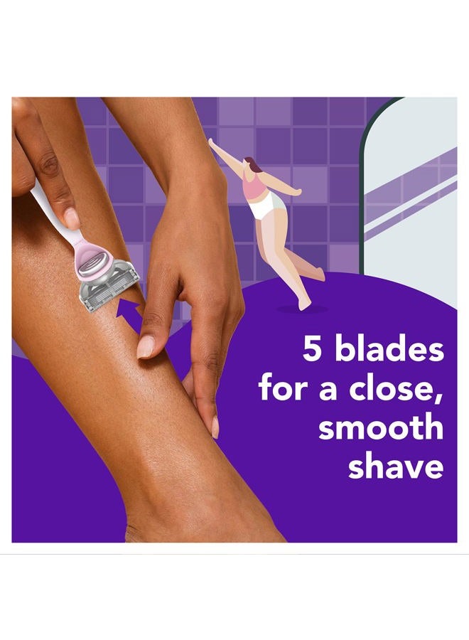Moreinday joy Razors for Women, 1 Handle, 4 Razor Blade Refills, Lavender, Lubrastrip to Help Avoid Skin Irritation - Image 2