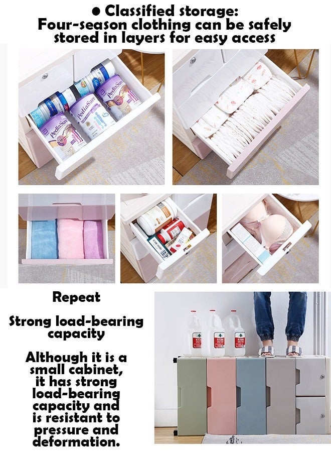 كلناميان خزانة تخزين بلاستيكية سميكة مكونة من 5 طبقات بسعة كبيرة وتصميم درج، خزانة قابلة للتكديس - Image 4