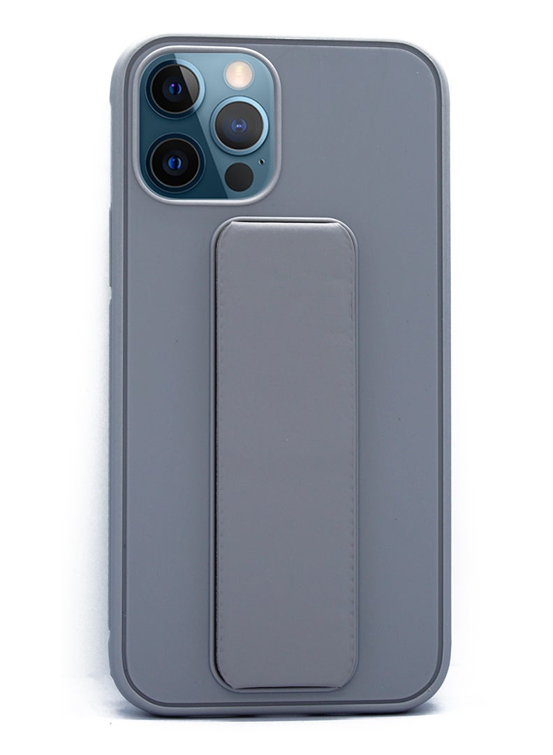 Theodor Fully Covered With Finger Grip Stand Holder Anti Slip Shockproof Protective Case Cover For Apple iPhone 12 PRO MAX 6.7 GREY - Image 1